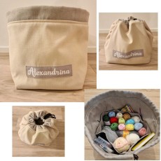 Sacca per maglieria, organizzatore per filati, borsa per filati, contenitore in stoffa con nome personalizzato Sacca per maglieria, organizzatore per filati, borsa per filati, contenitore in stoffa con nome personalizzato