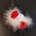 Fiocco per cagnolina, rosso e bianco con rose fatte a mano, taglia XS